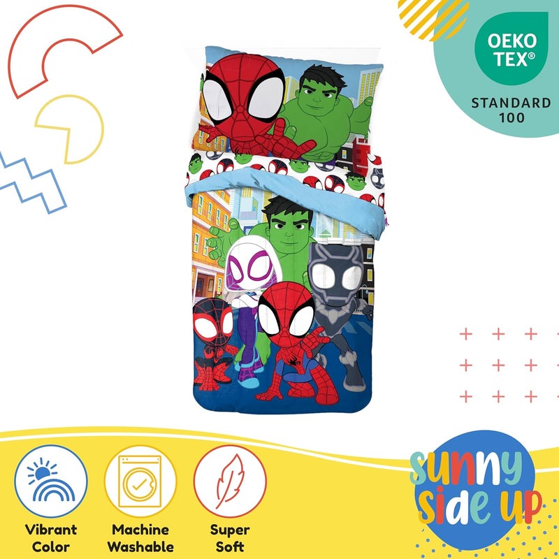 Sunny Side Up Marvel Spidey & His Amazing Friends Toddler Comforter Set - 4 Piece Preschool Bedding Includes Comforter, Sheets & Pillow Cover – Super Soft Superheroes Microfiber Bed Set - Image 4